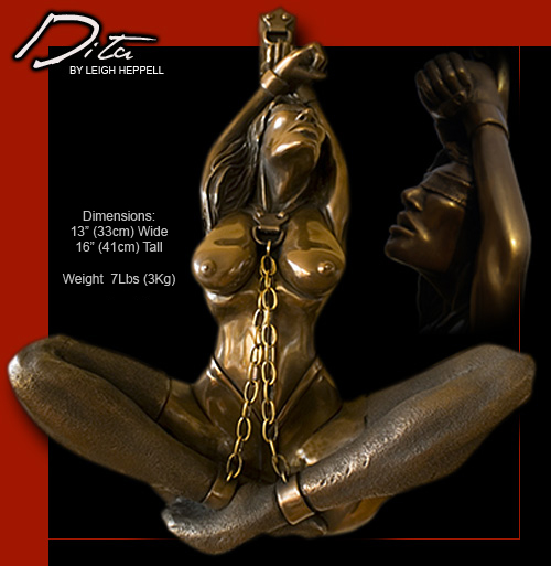 Dita Erotic Bondage Suspension Sculpture in Bronze by Leigh Heppell